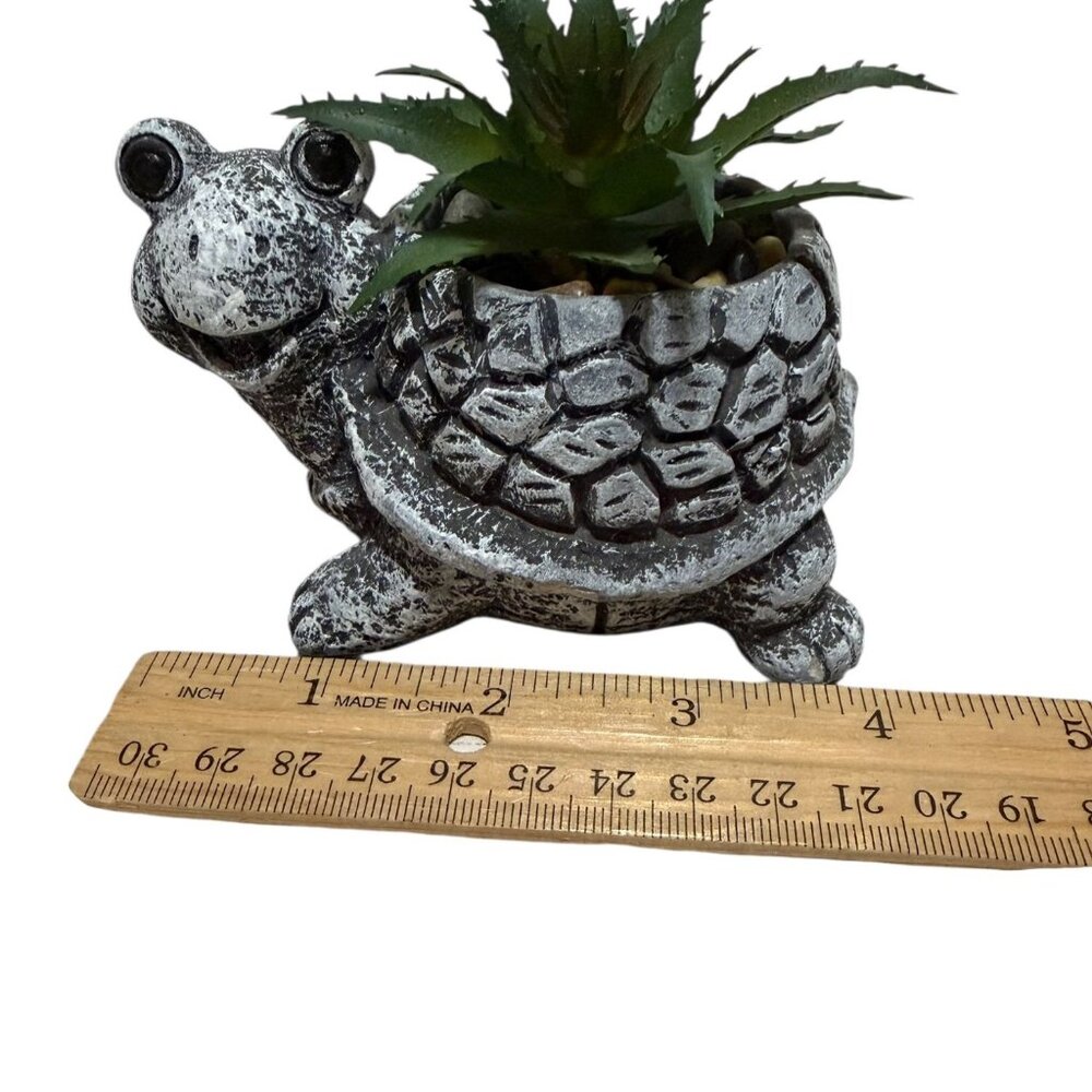 Turtle Faux Plant Holder Ceramic Figurine Set Decor - Picture 10 of 11